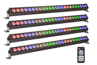 Zestaw 4 listew LED Ibiza LEDBAR24-RC RGBW sterowanych DMX 24X4W