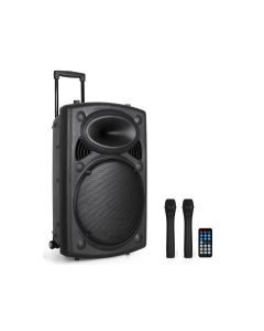 Głośnik mobilny Bluetooth PA Qtx QR15PABT z baterią, na kółkach, z radiem USB/SD/VHF FM 800 W