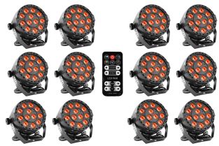 Zestaw reflektorów LED Par BoomTone DJ PartyPAR 123 36W RGB 3 w 1, 12 elementów