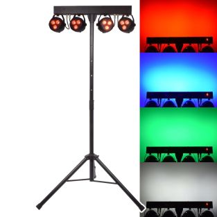 Lampa PAR Qtx z akumulatorem LED, 4 lampami RGBW i statywem