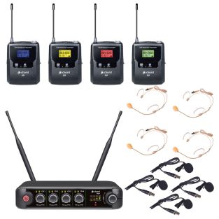 System mikrofonowy Chord XU4-B z 4 pałąkami na szyję i bodypackiem - mikrofony krawatowe