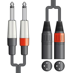 kable audio 2 x wtyki jack mono 6,3 mm - 2 x męskie XLR