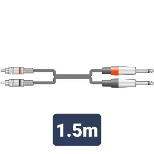 2 x 6,3 mm wtyczki mono Jack - 2 x wtyczki RCA kabel audio 1,5 metra