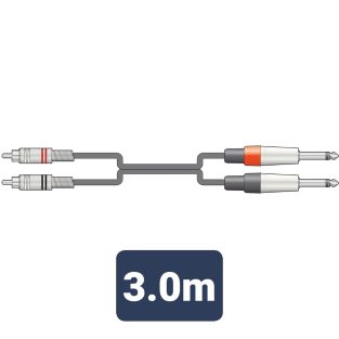 2 x 6,3 mm wtyczki mono Jack - 2 x wtyczki RCA kabel audio 3 metry