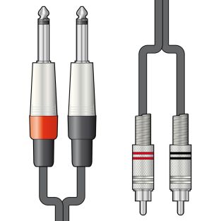 Kabel audio KosmitMusic 2 x 6,3 mm wtyki mono jack - 2 x wtyki RCA różnej długości