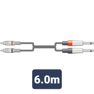 2 x 6,3 mm wtyczki mono Jack - 2 x wtyczki RCA kabel audio 6 metrów