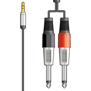 Kabel audio z wtykiem jack stereo 3,5 mm i 2 wtykami jack mono 6,3 mm w 2 długościach