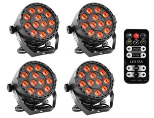 Zestaw reflektorów LED Par BoomTone DJ PartyPAR 123 36W RGB 3 w 1, 4 sztuki