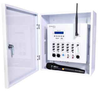 Wzmacniacz ścienny Adastra SA240 100 V z mikrofonem UHF i odtwarzaczem multimedialnym DAB+