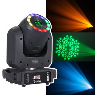 Ibiza E-SPOT100, reflektor LED o mocy 100 W, sterowany DMX, z ruchomą głowicą i pierścieniem LED RGB