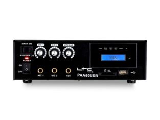 Wzmacniacz PA 3-kanałowy LTC PAA60USB 60W, samochodowy lub łódkowy, odtwarzacz USB/SD