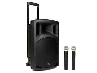 Głośnik mobilny Bluetooth QTX QX15PA-plus z baterią, na kółkach, z radiem USB/SD/FM i 800 W