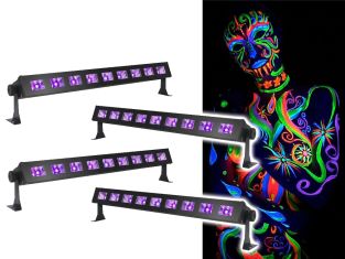Ibiza Light LED-UVBAR-4 mycie światłem czarnym 9x 3W 4 sztuki